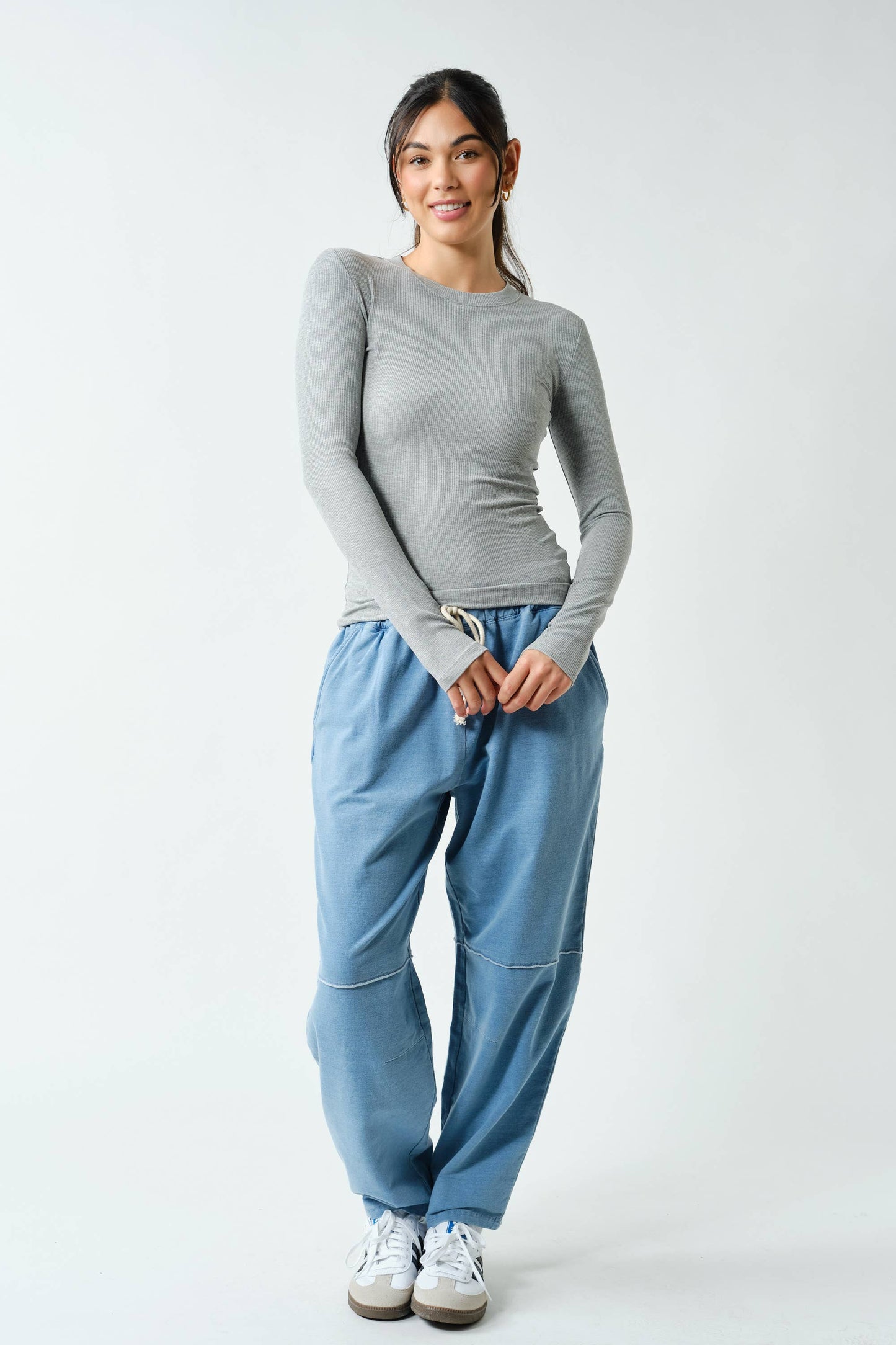 Essential Long-Sleeved Micro-Ribbed Athleisure Top