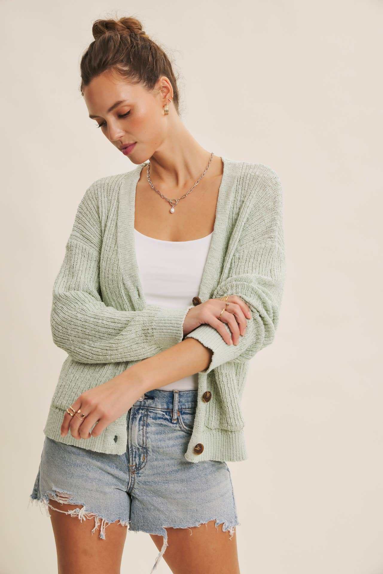 EFFORTLESSLY COOL RELAXED DRAPE SLOUCHY SWEATER CARDIGAN