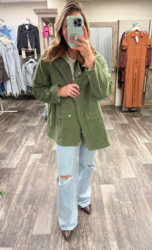 CORDUROY COLLARED COTTON CHORE JACKET