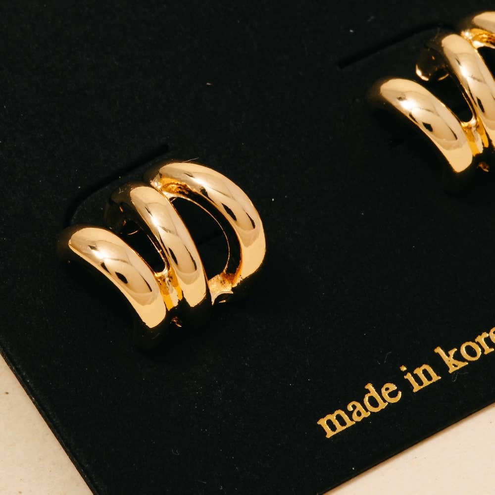 Wide Triple Tube Hoop Earrings