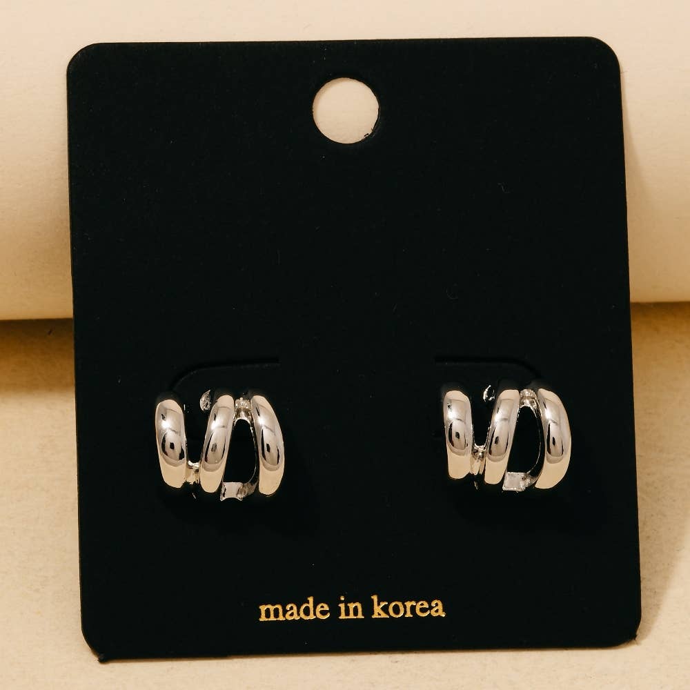 Wide Triple Tube Hoop Earrings