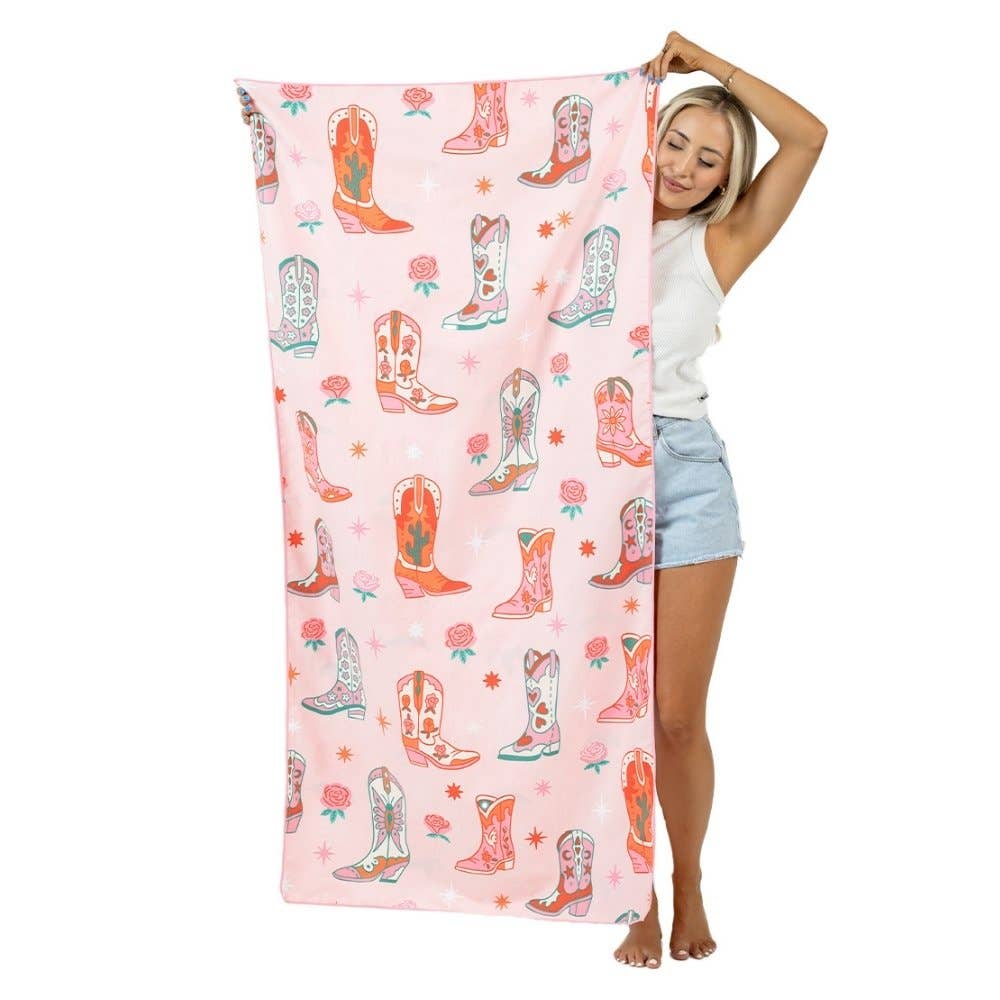 Boots and Flowers Travel Size Towel