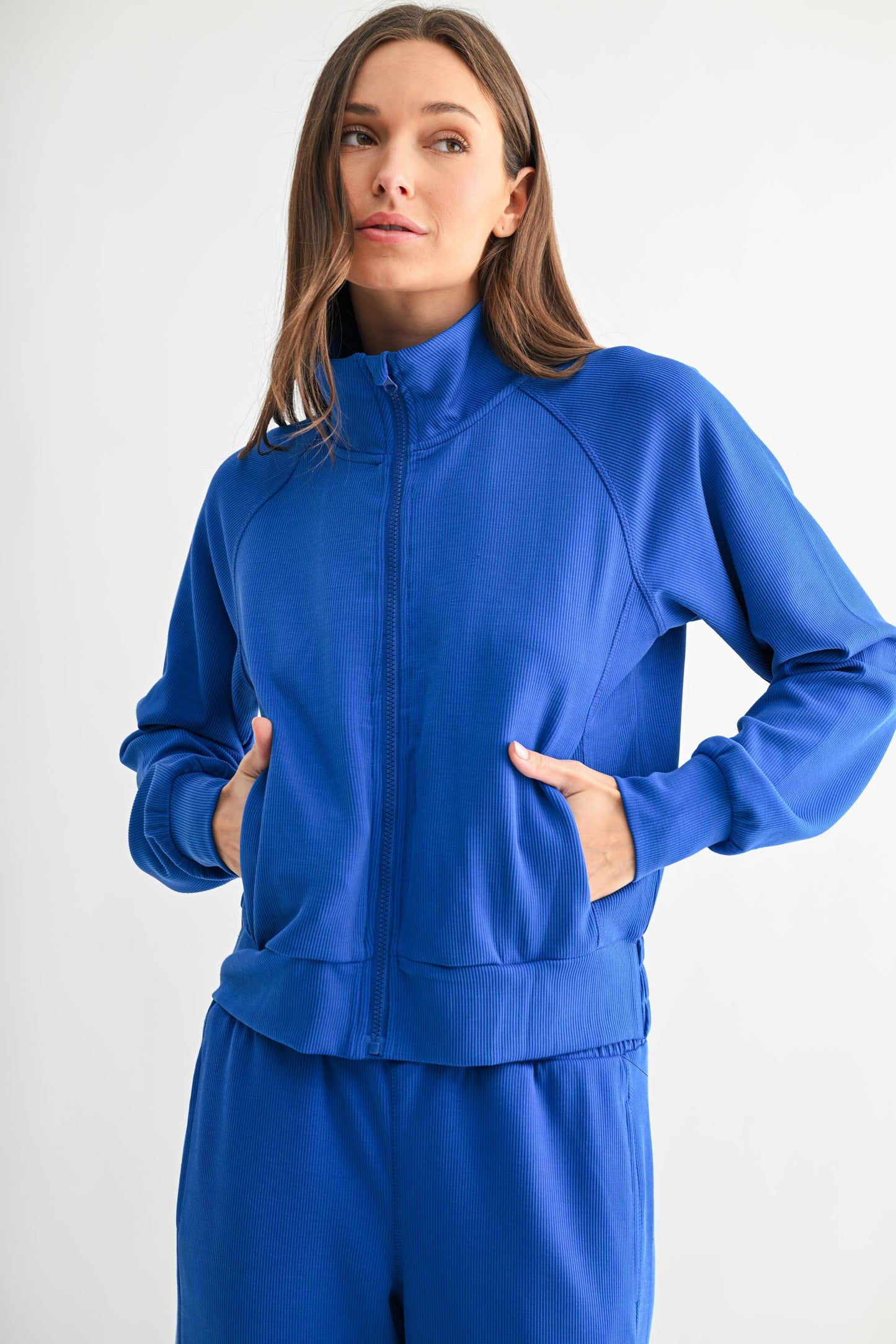 Luxe Sand Wash Rib Zip Jacket