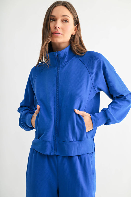 Luxe Sand Wash Rib Zip Jacket