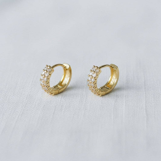 Vintage Inspired Cubic Zirconia Huggie Hoop Earrings