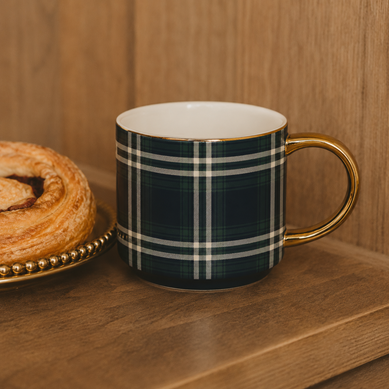 Navy Plaid Coffee Mug