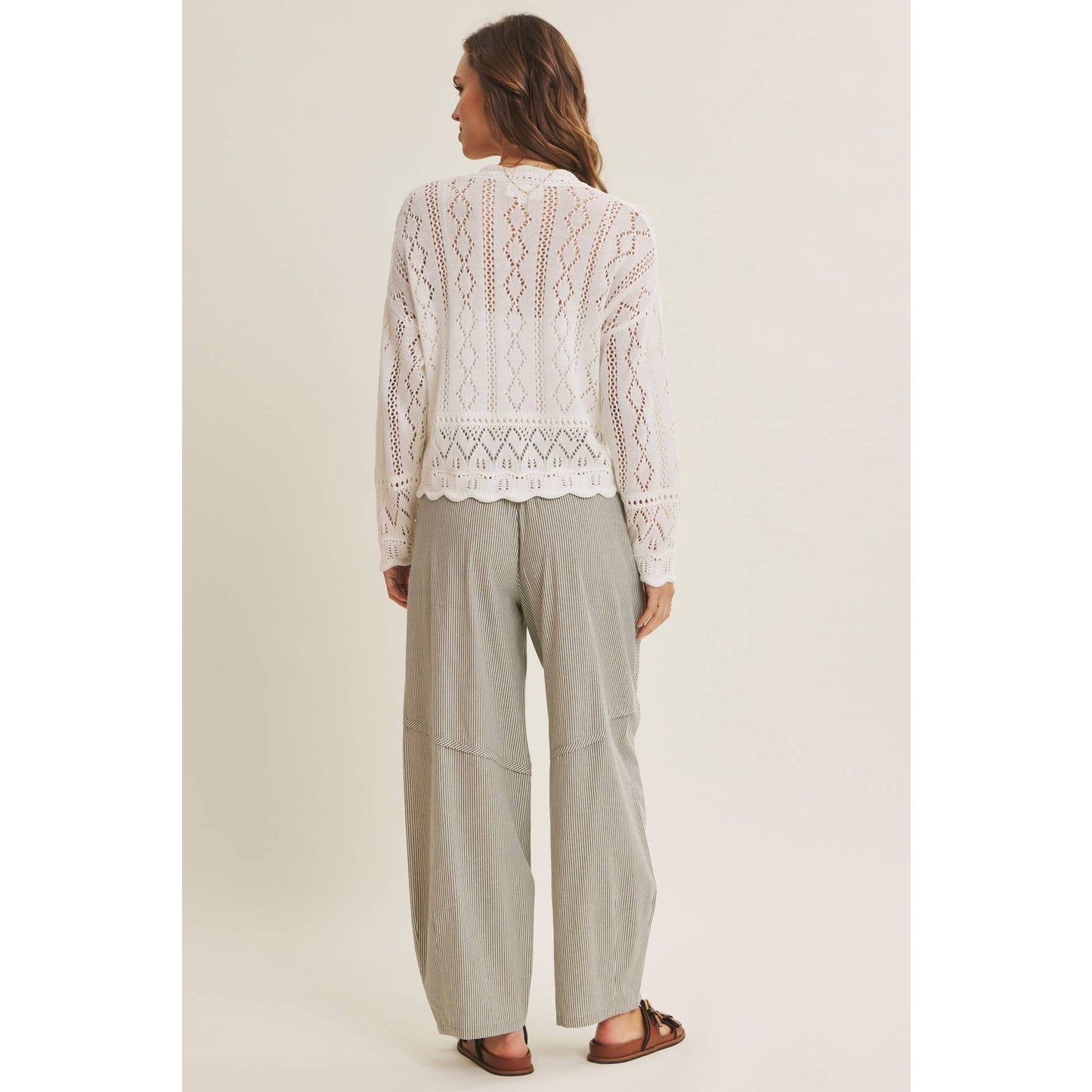 LAYERING VERSATILITY CROCHET SWEATER TOP WITH SCALLOP EDGES