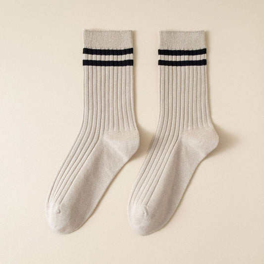 Classic Two Stripes Print Crew Socks