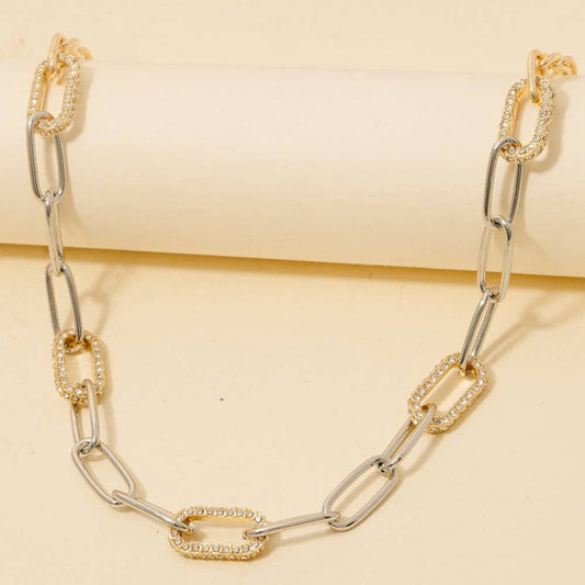 Two Tone Oval Chain Link Necklace