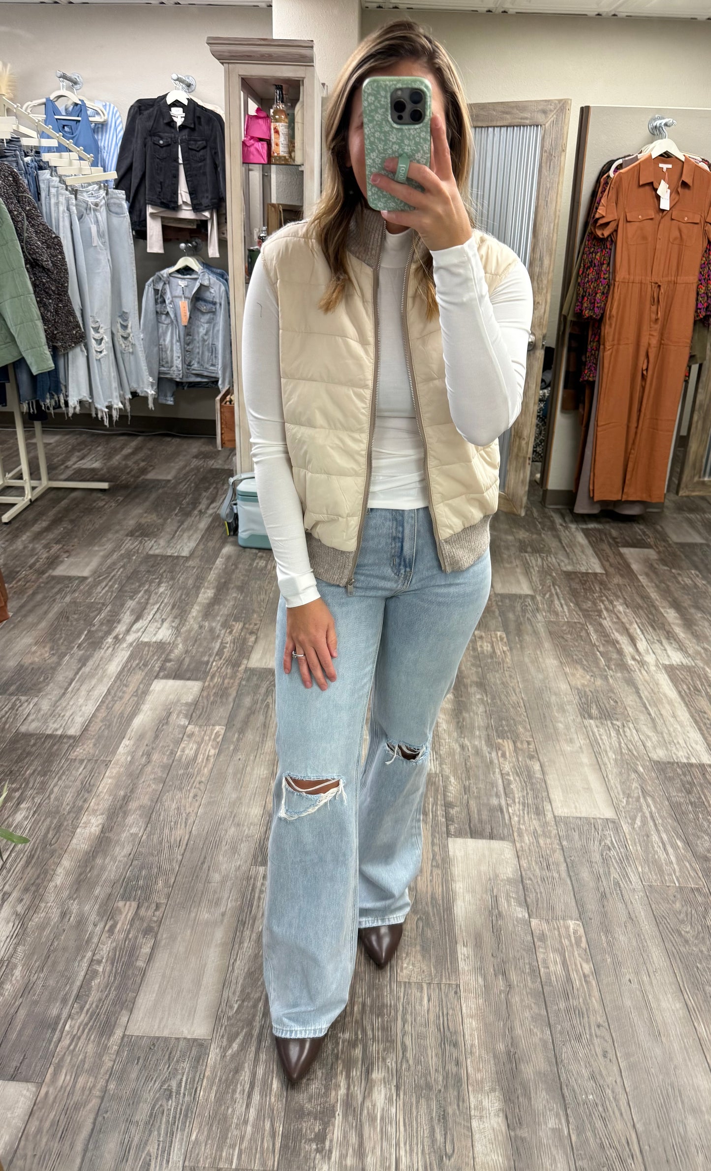 Sherpa and Puff Contrast Vest