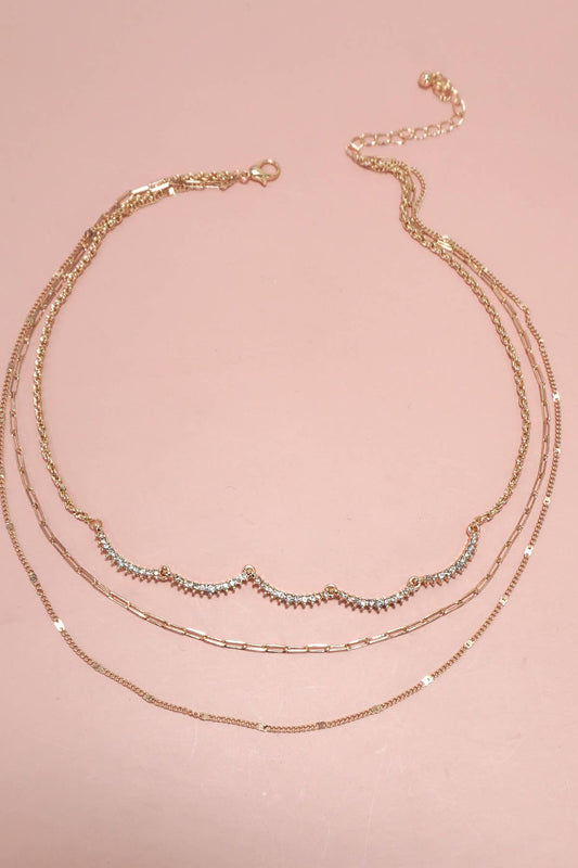 MULTI LAYER CLOUD RHINESTONE NECKLACE