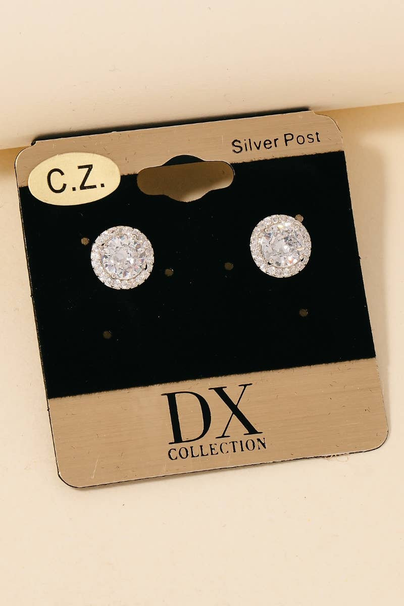 Gold Dipped Cz Halo Set Stud Earrings