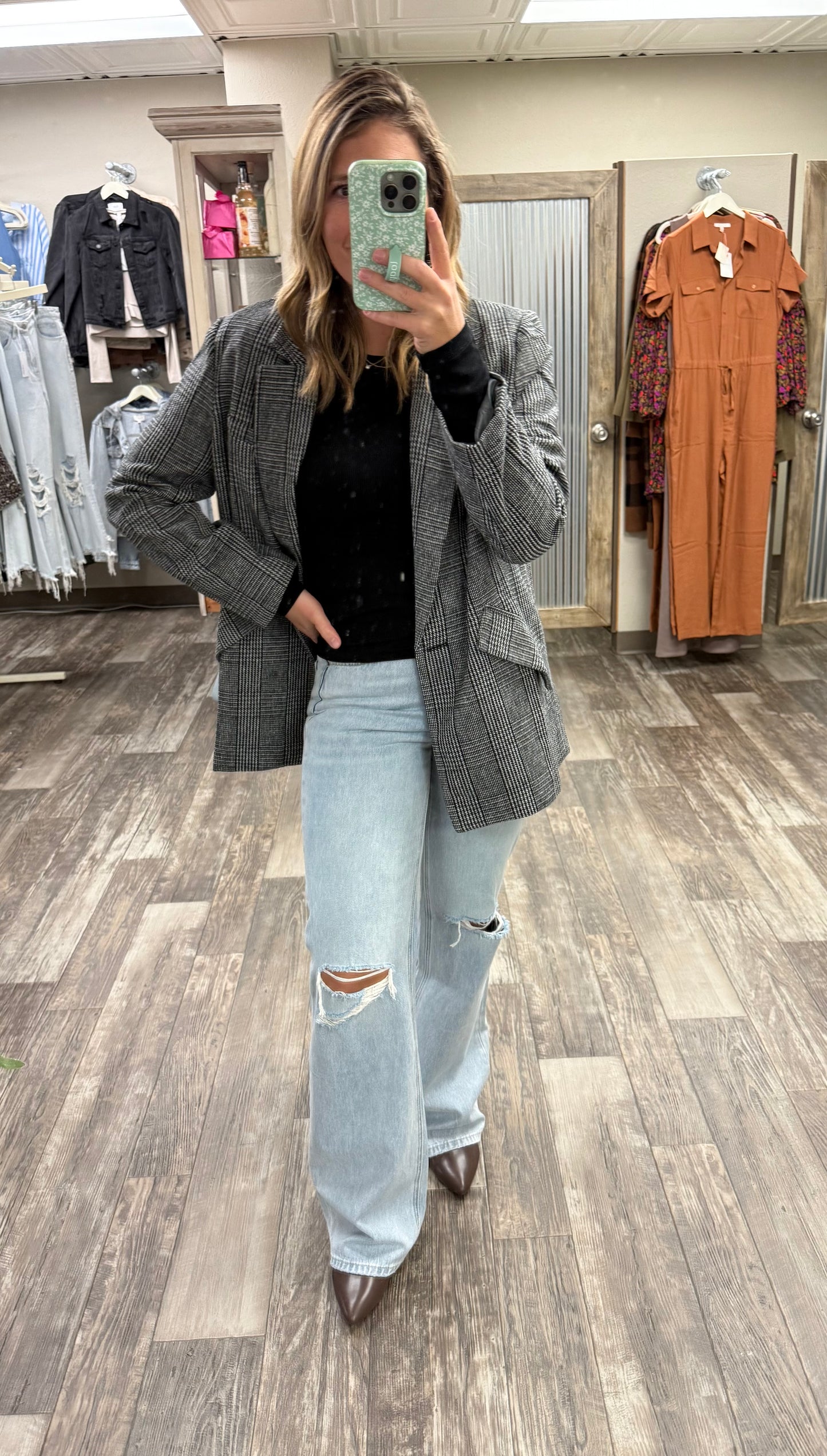 Checks Out Boyfriend Blazer