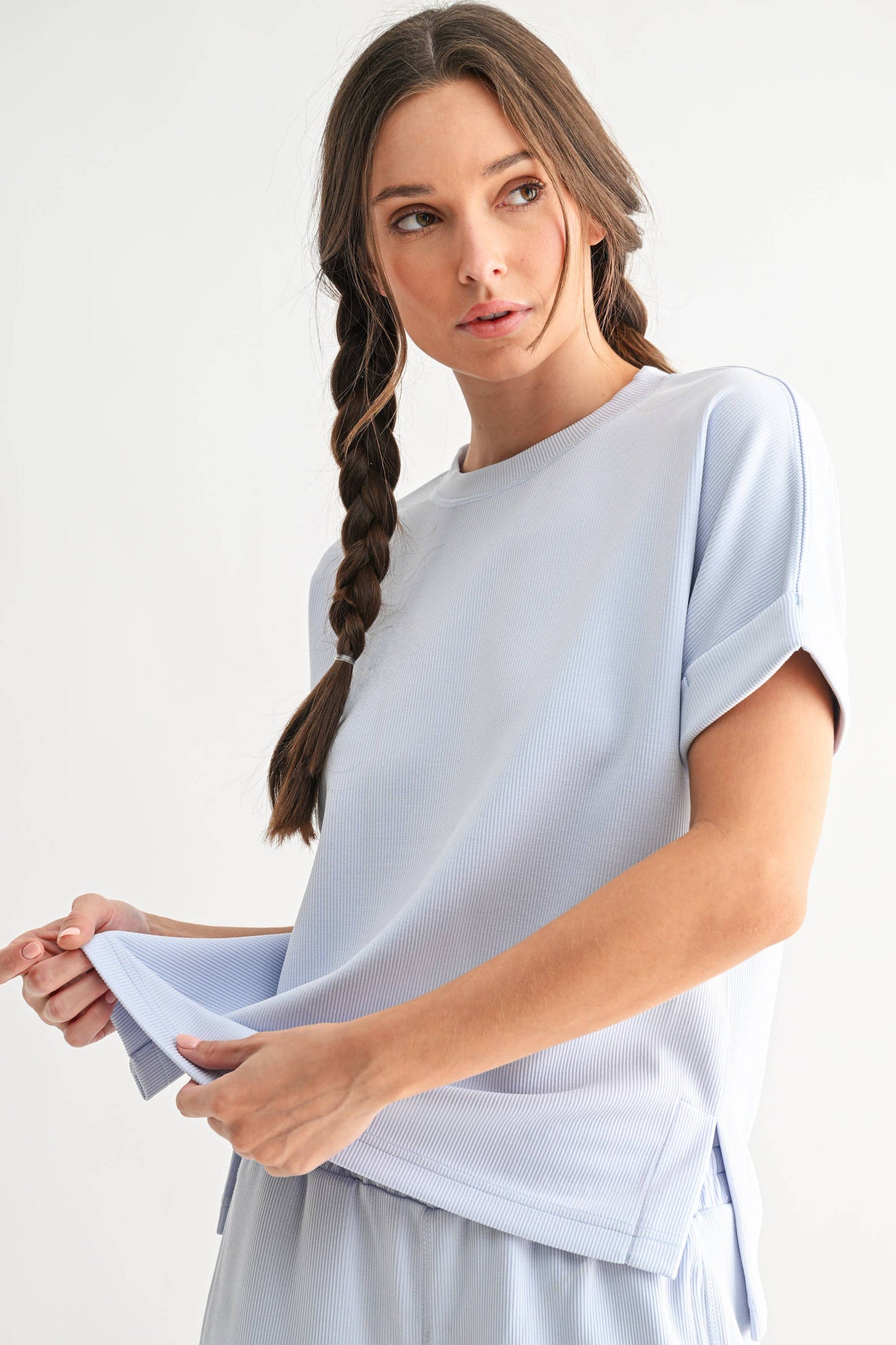Luxe Sand Wash Rib Lounge Tee