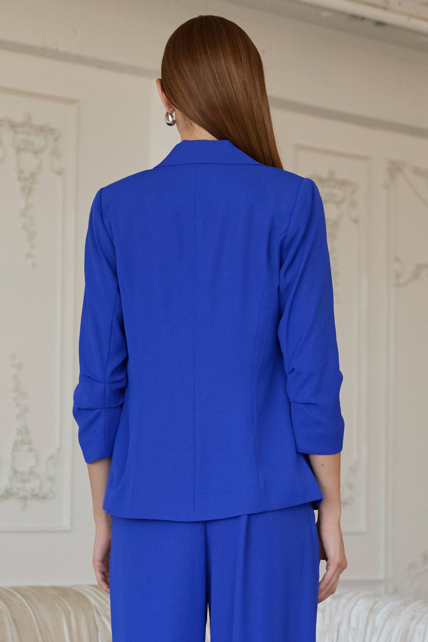 Eco Friendly Recycled Poly Shirred Sleeve Blazer