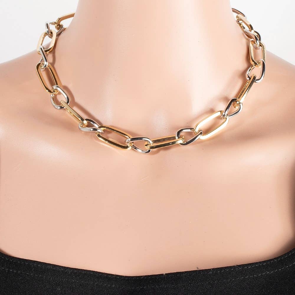 Two Tone Mixed Chain Necklace