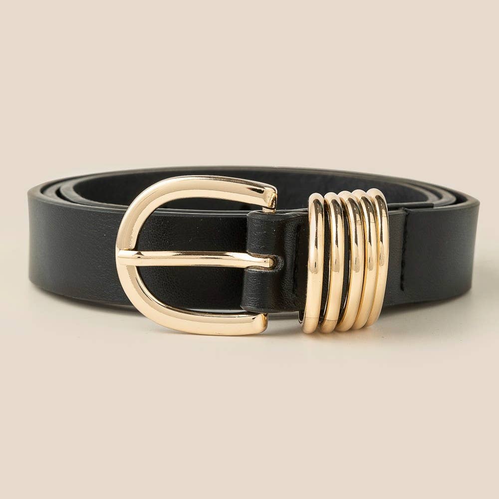 Multi Ring Vegan Leather Belt