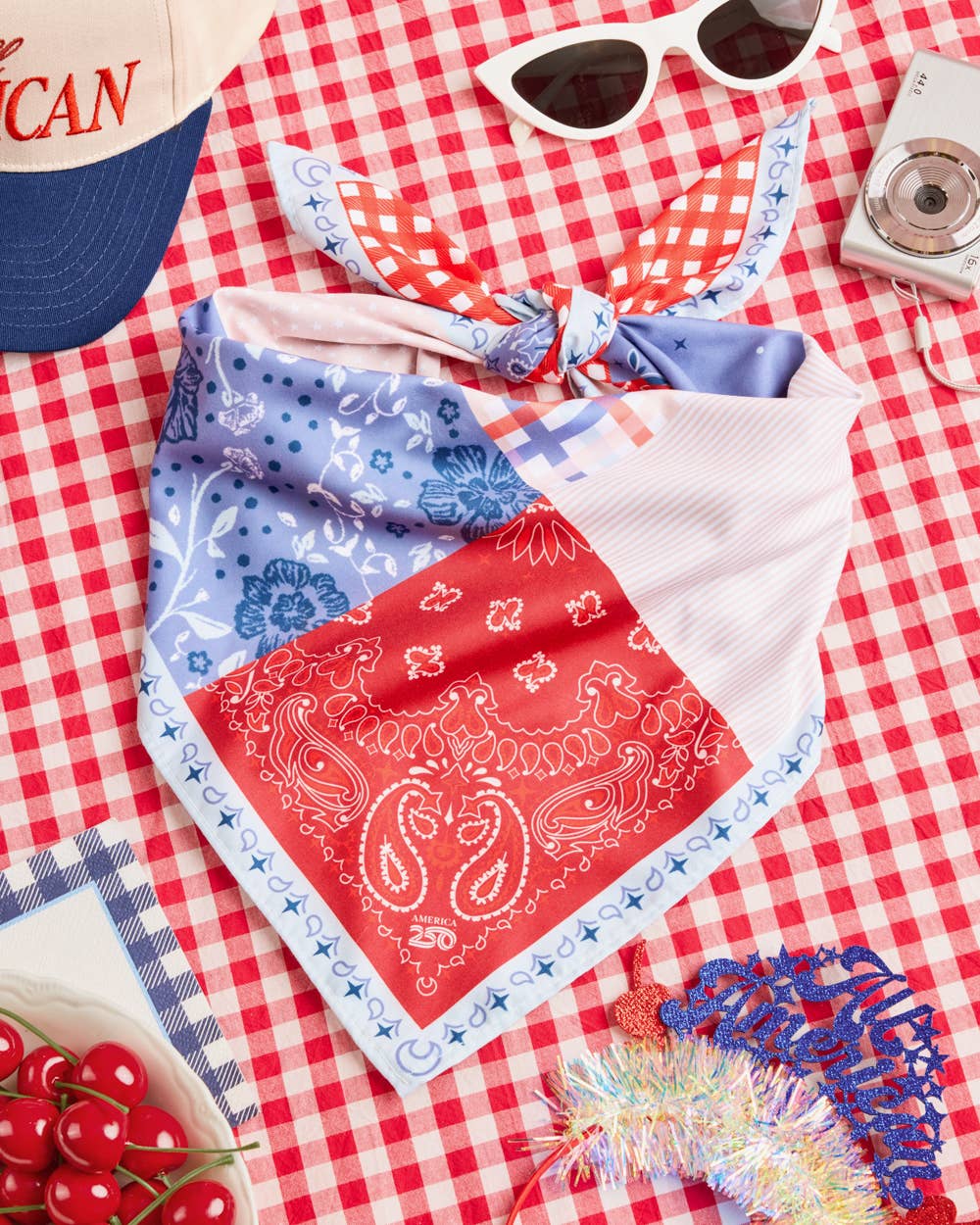 America 250 Patchwork Headscarf | patriotic bandana