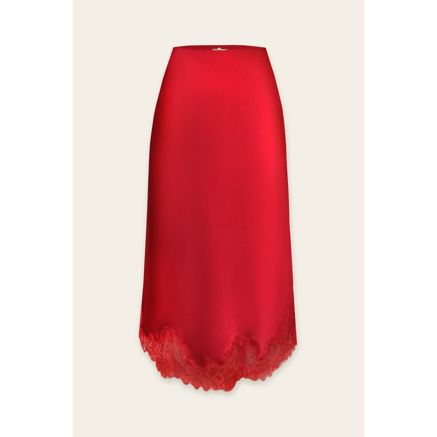 Dull Satin Lace Hem Pencil Skirt