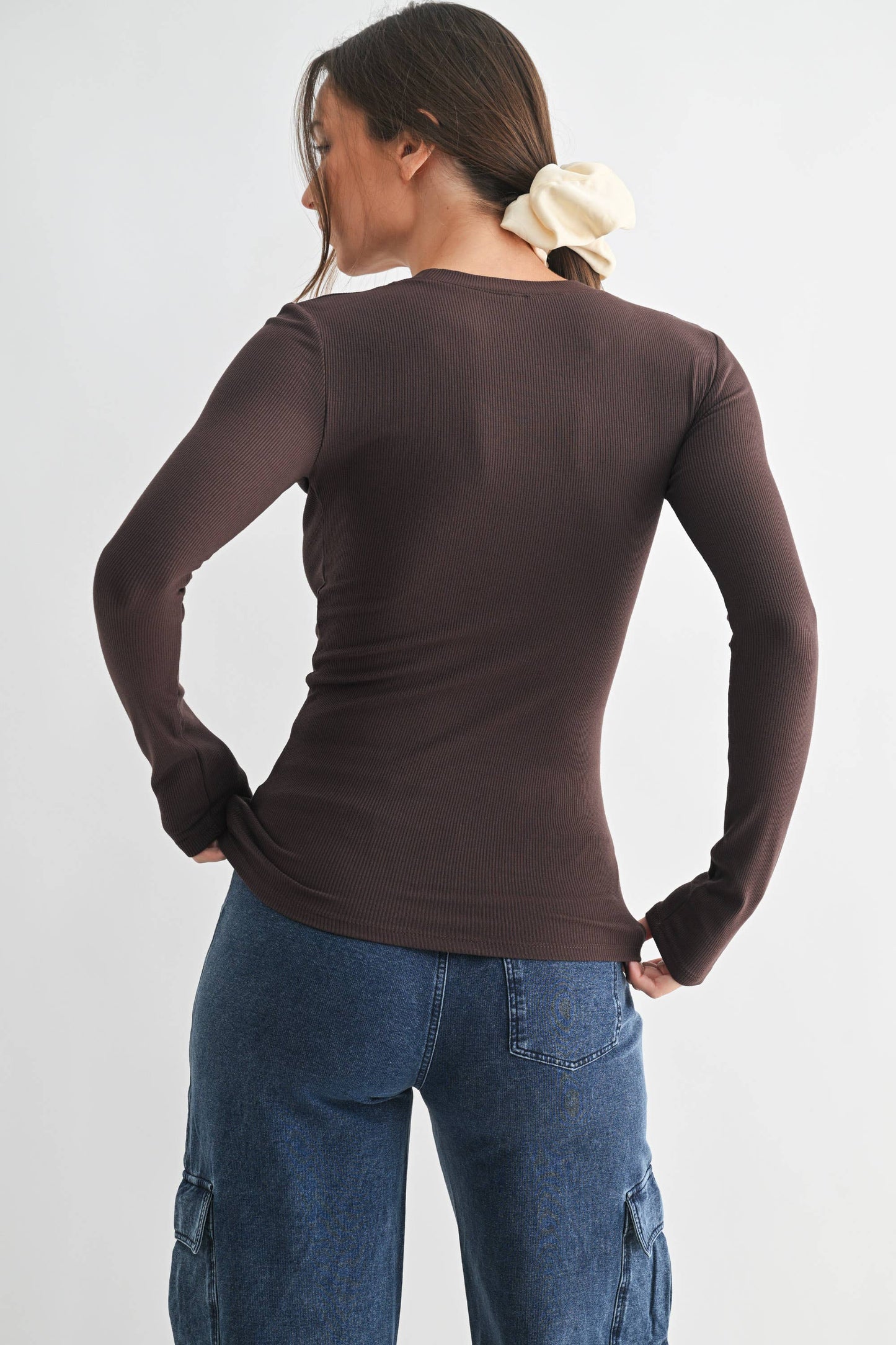 Essential Long-Sleeved Micro-Ribbed Athleisure Top
