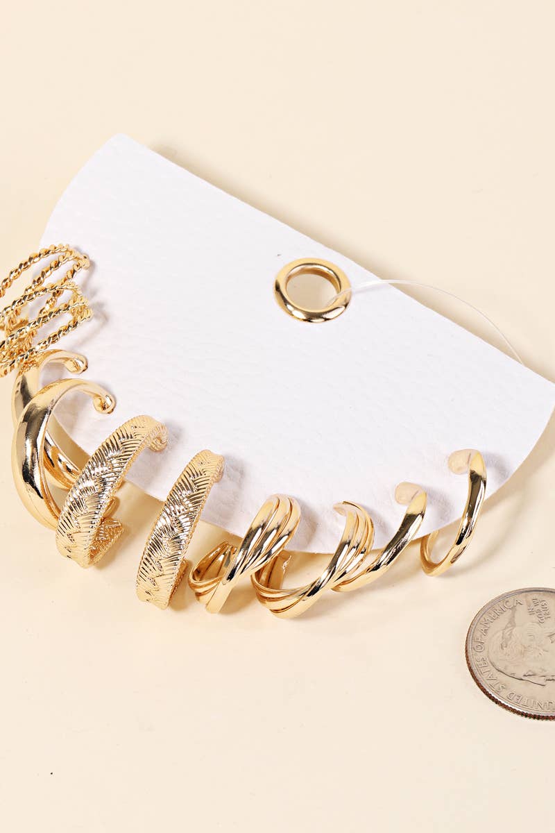 Five Pair Assorted Hoop Earrings Set
