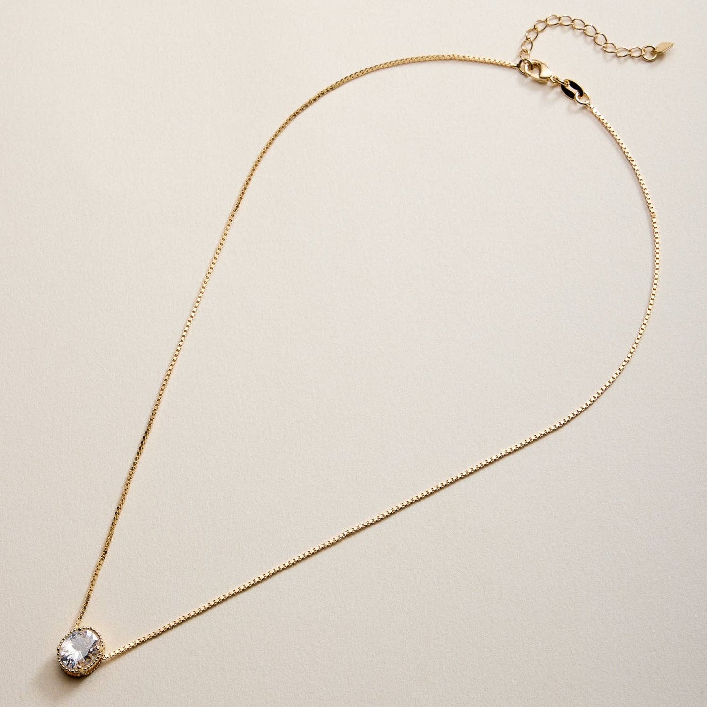 Gold Filled Oval CZ Solitaire | Necklace