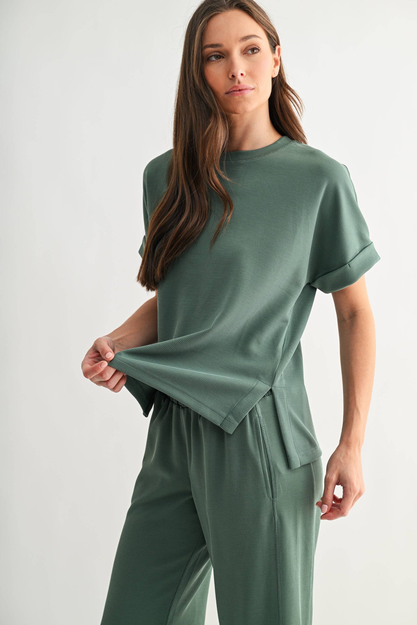 Luxe Sand Wash Rib Lounge Tee