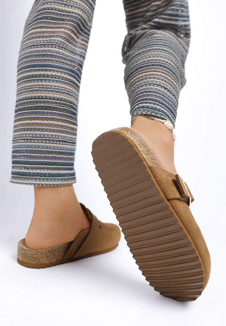 Ratiha Buckle Accent Slip-On Footbed Mules