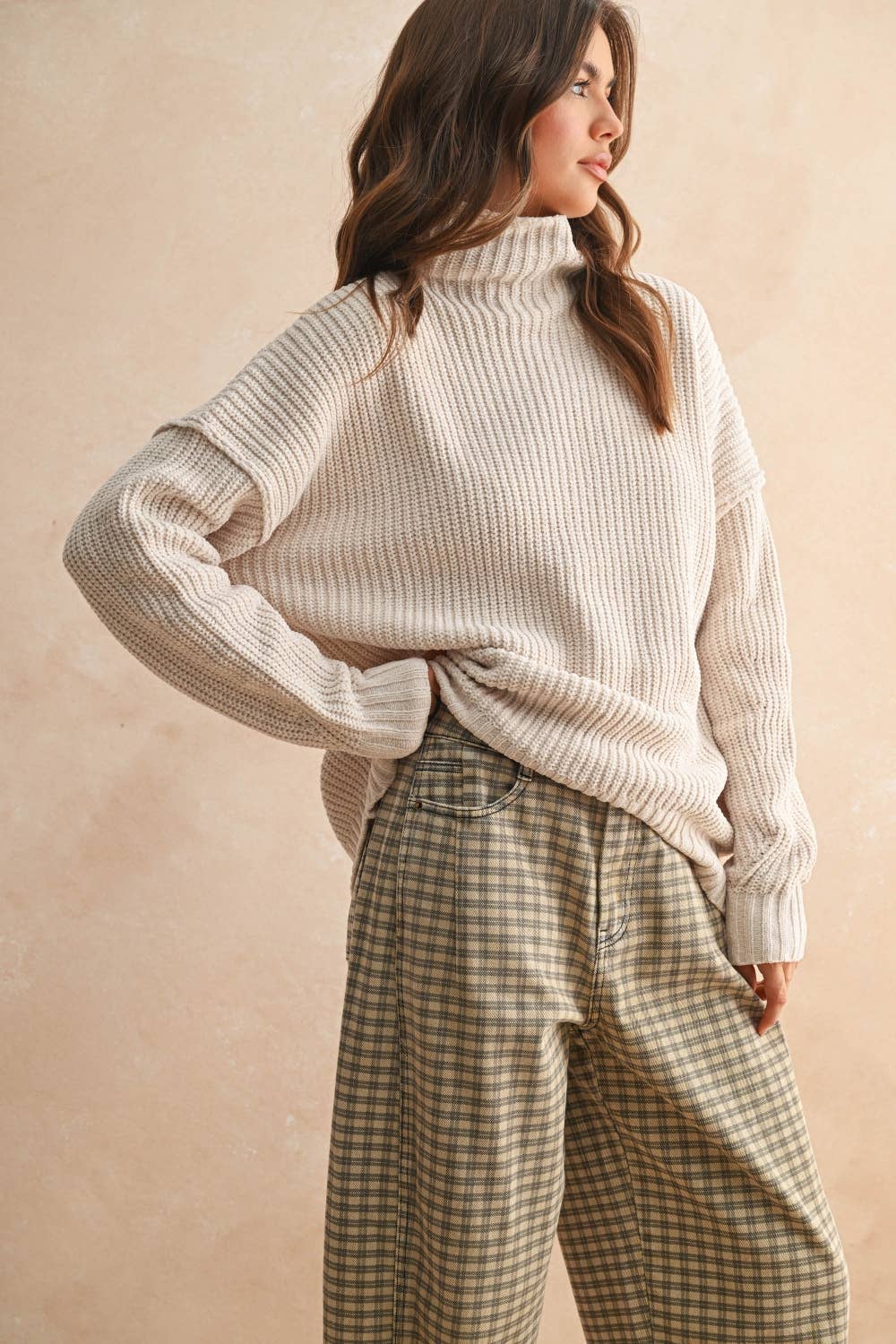 CHENILLE HIGH NECK SWEATER TOP