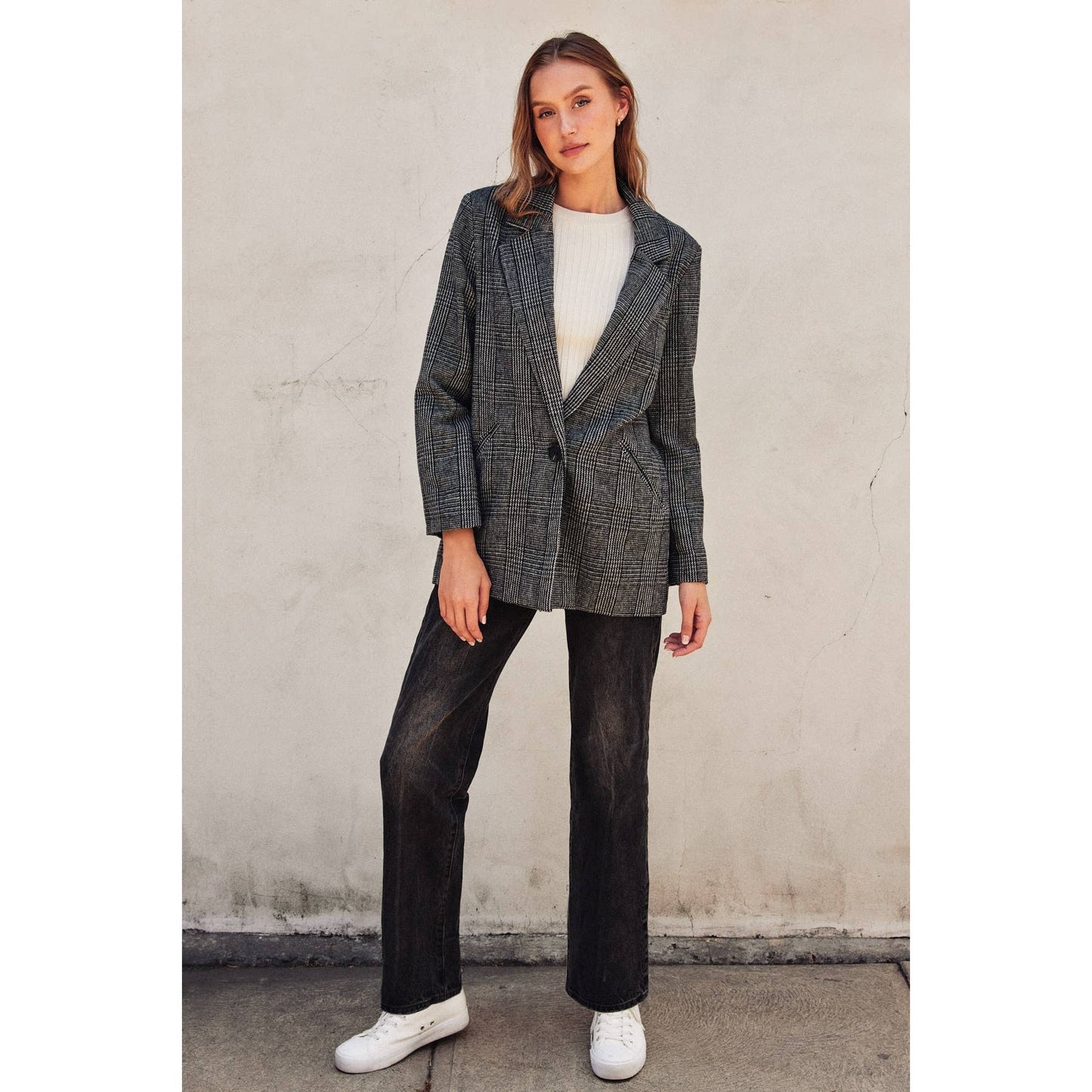 Checks Out Boyfriend Blazer