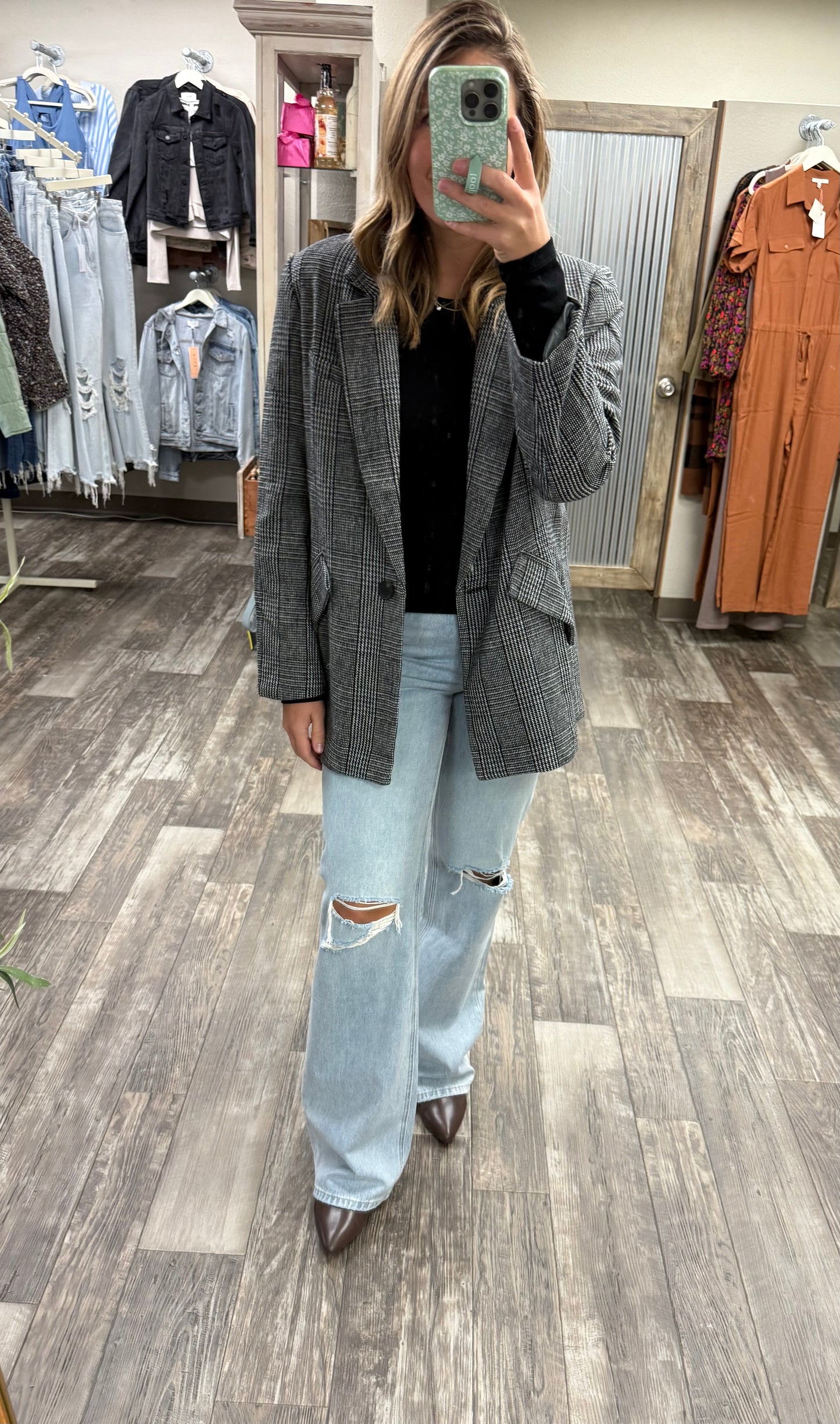 Checks Out Boyfriend Blazer