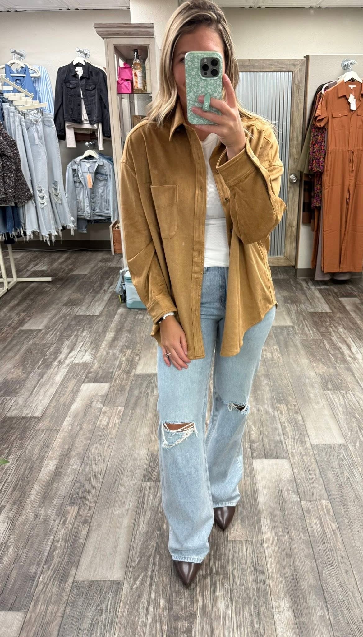 SUEDE SHIRT TOP