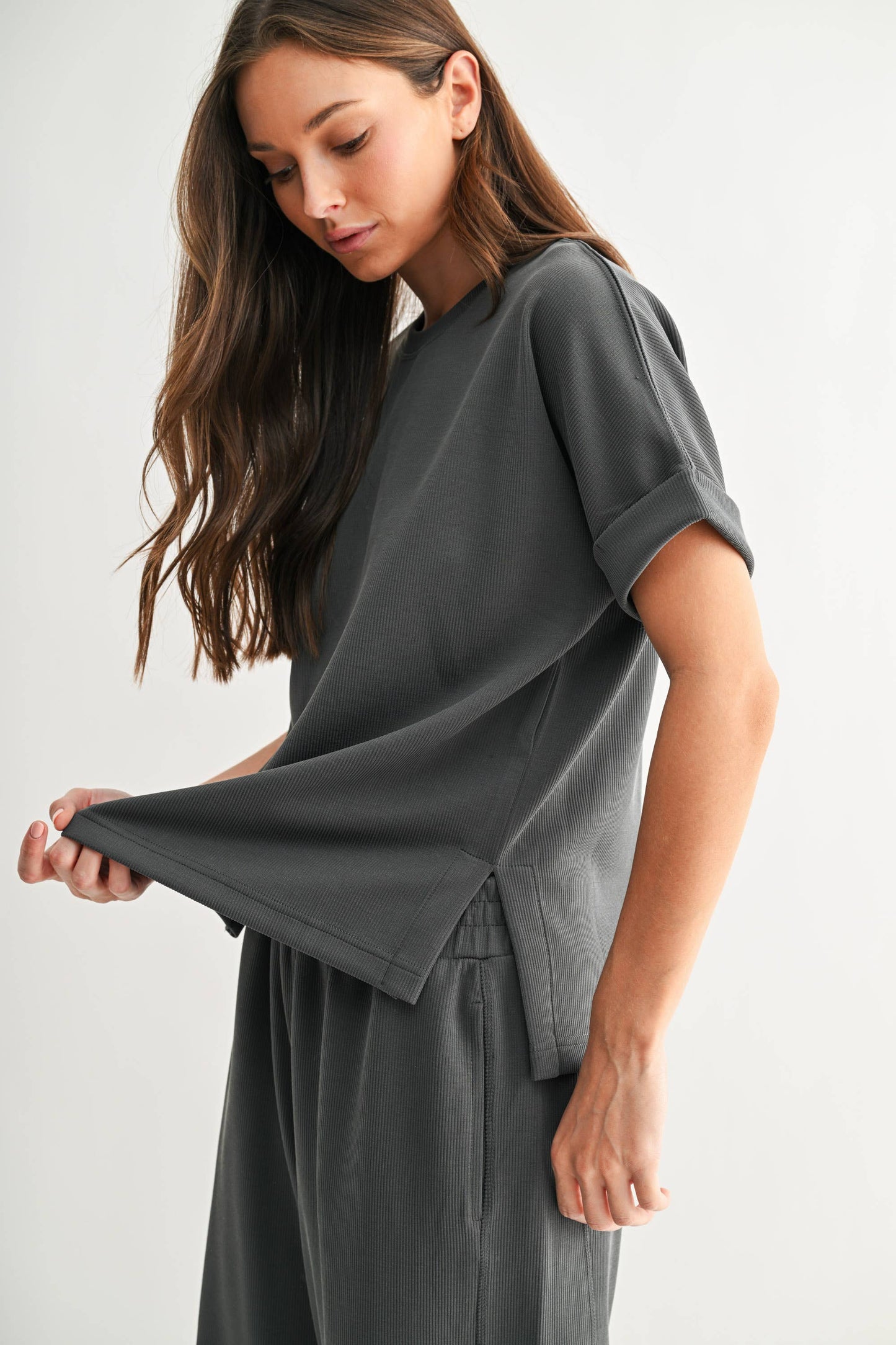 Luxe Sand Wash Rib Lounge Tee