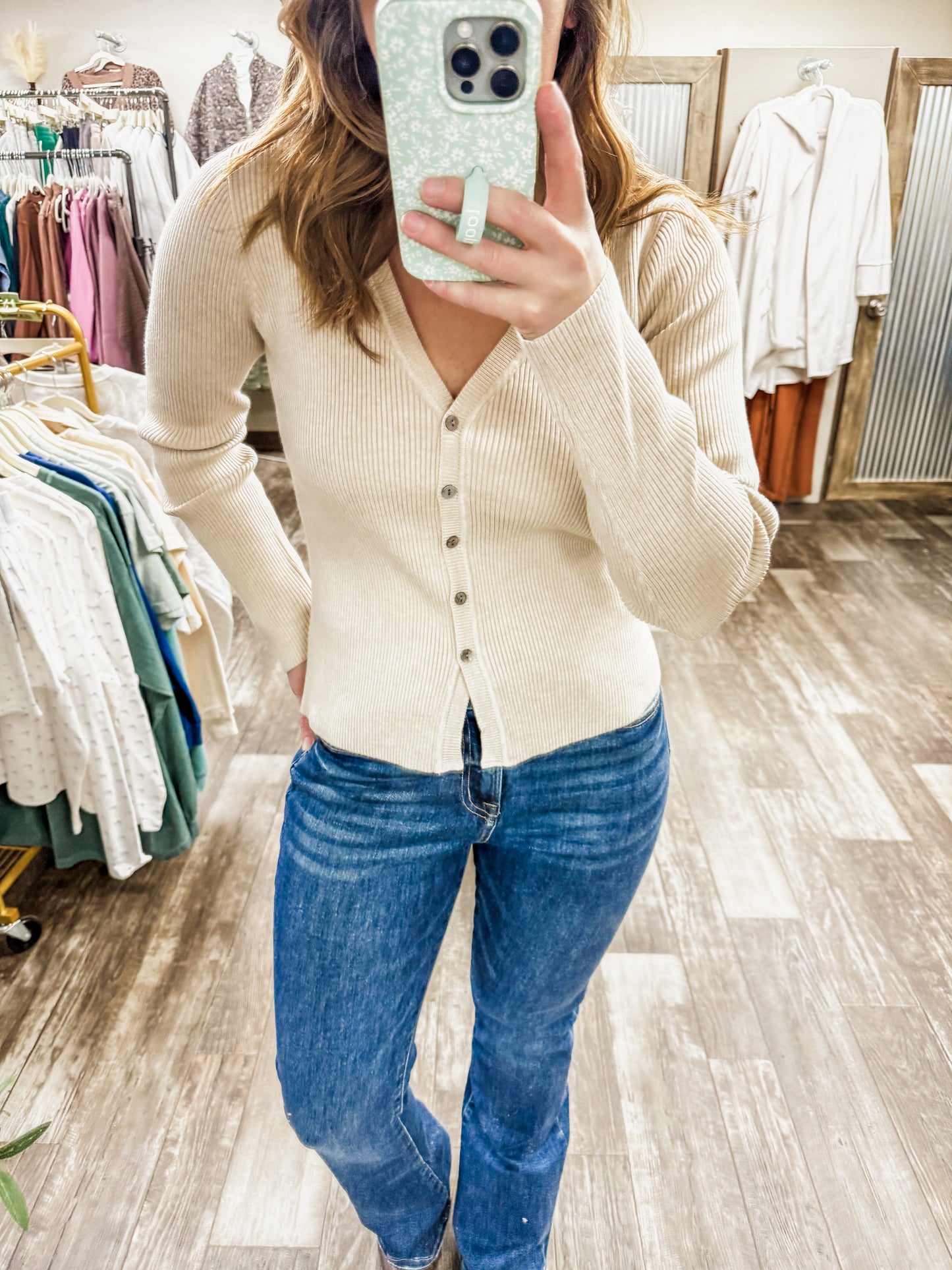 Button Down Long Sleeve Top