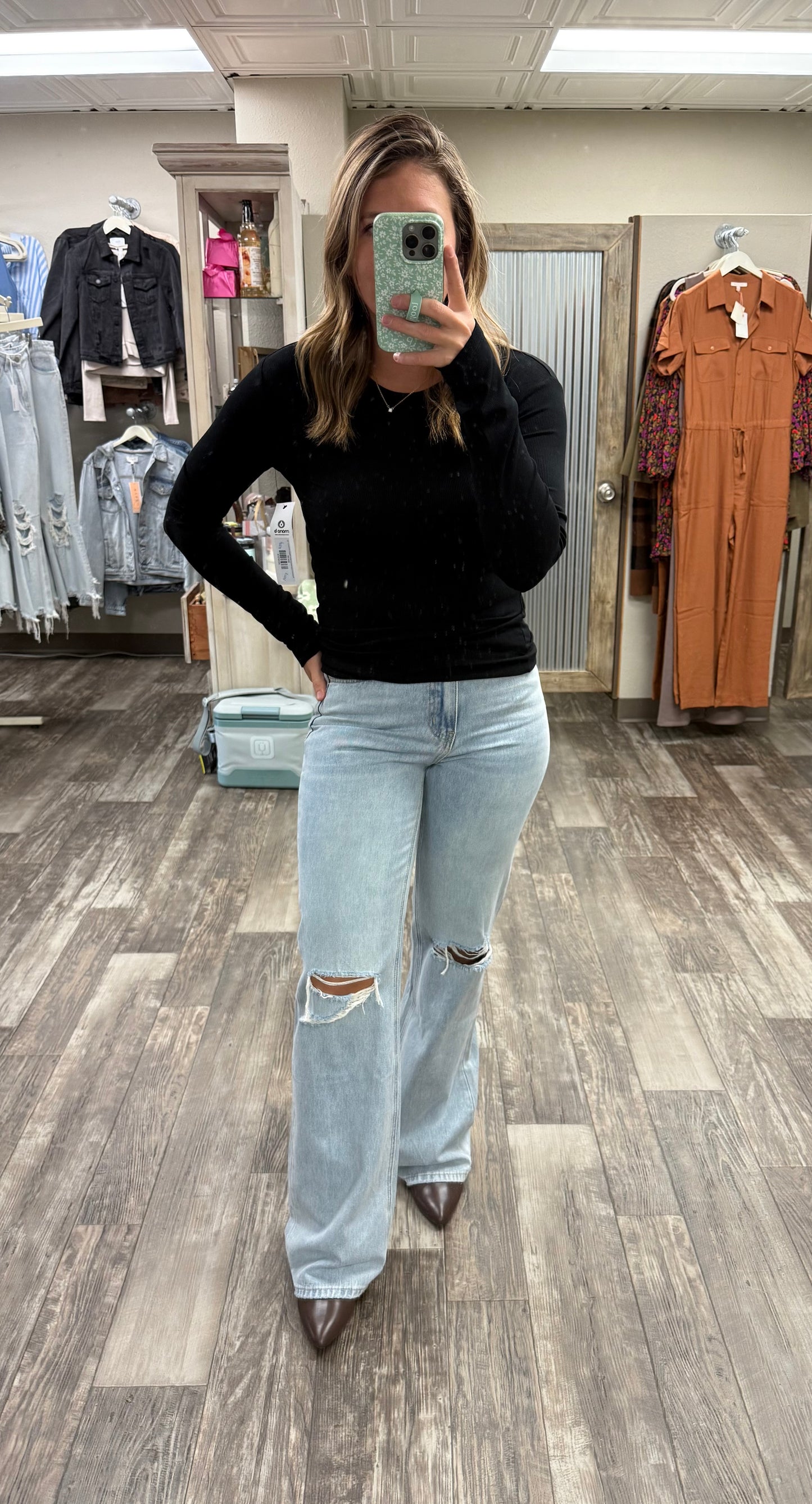 Essential Long-Sleeved Micro-Ribbed Athleisure Top