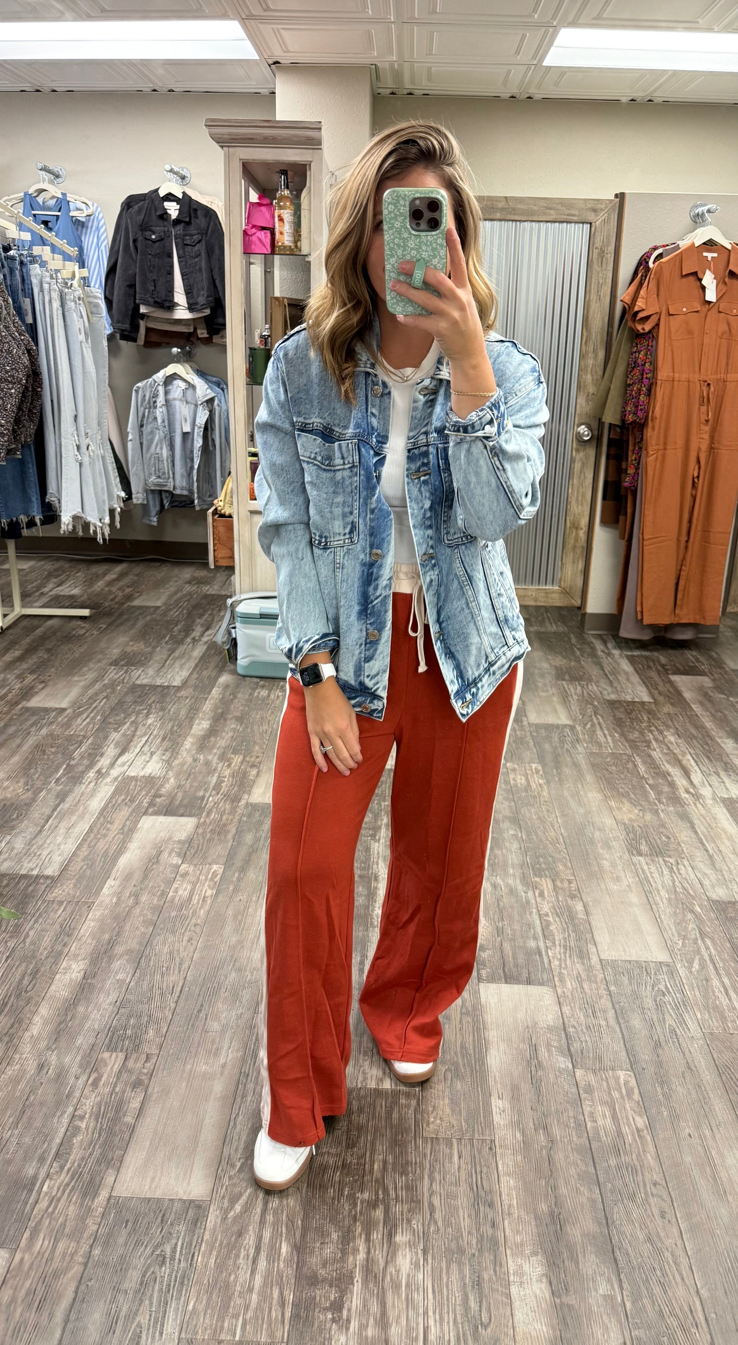 Colorblock Drawstring High Waist Wide Leg Pants