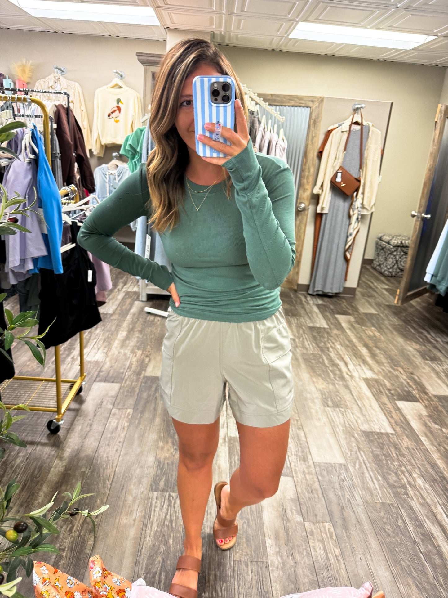 Essential Long-Sleeved Micro-Ribbed Athleisure Top