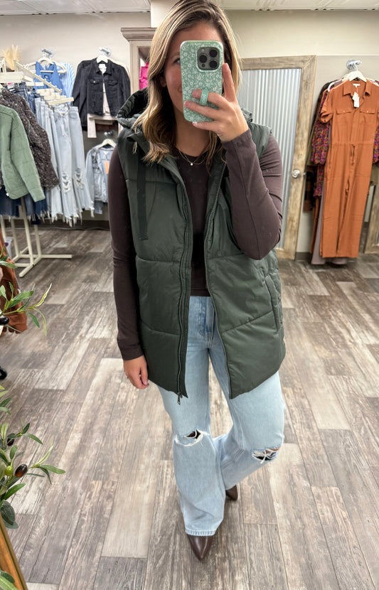 Longline High Neck Padded Vest