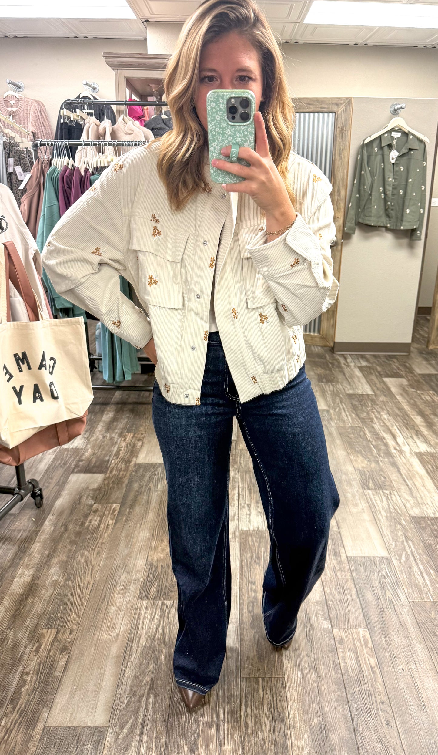 EMBROIDERED CORDUROY BOMBER JACKET