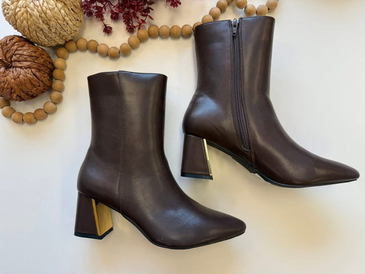 Kaira Metallic Accent Heel High Ankle Boots