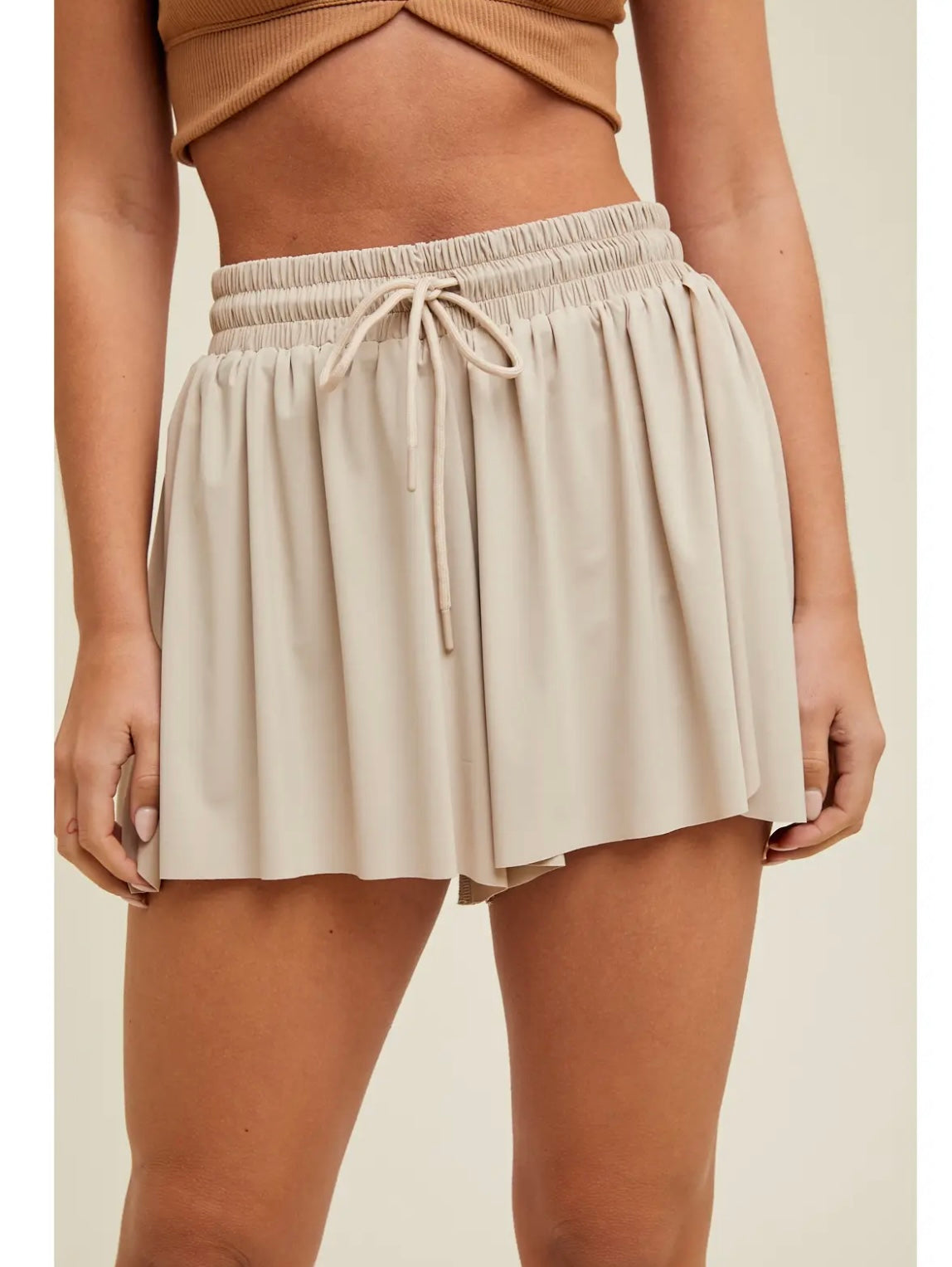 Stone Lightweight Flowy Drawstring Shorts