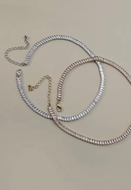 Baguette Stone Tennis Necklace