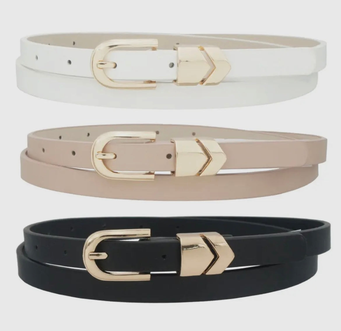 Angled Rectangle Skinny Metal Loop Belt