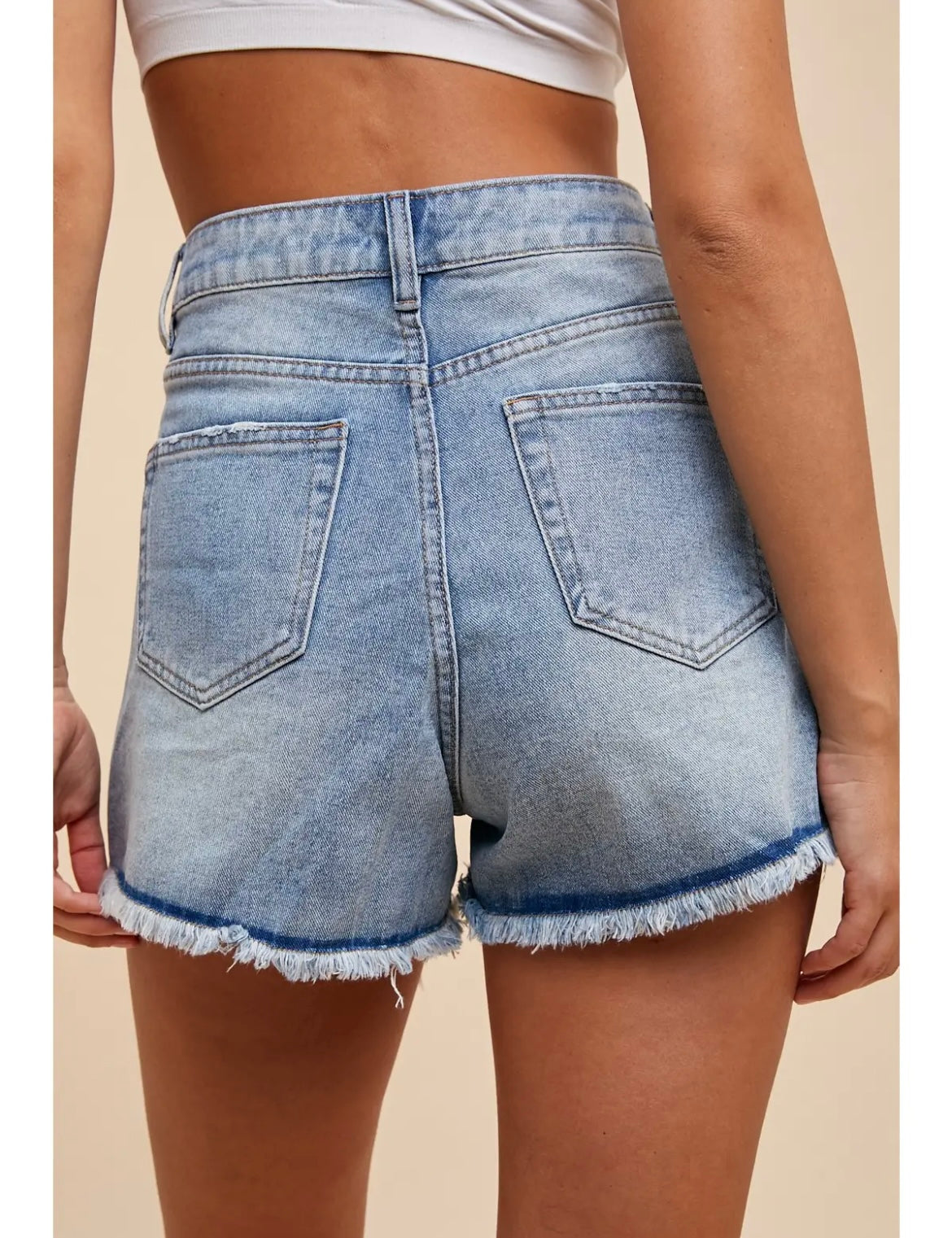 High Rise Distressed Wide Leg Denim Shorts