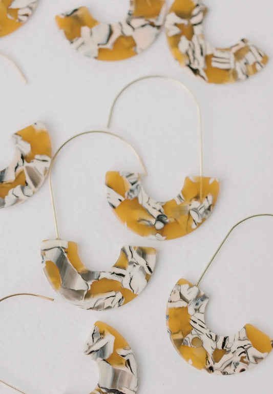 Yellow Marble Threader Earrings