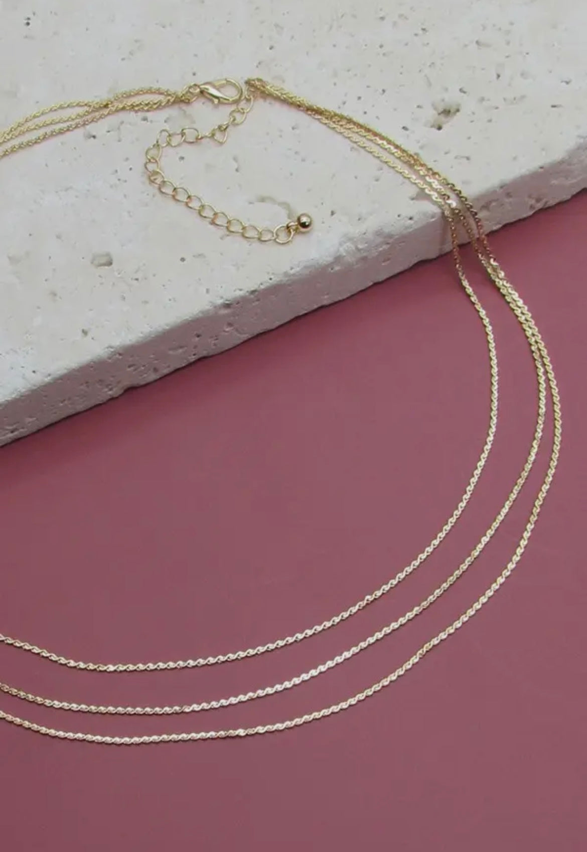 Triple Layer Thin Flat Chain Necklace
