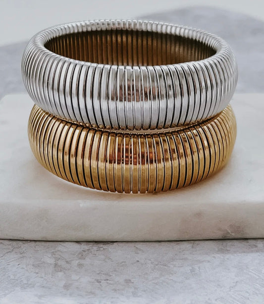 Baia Thick Coil Bangle Bracelet Choose Color