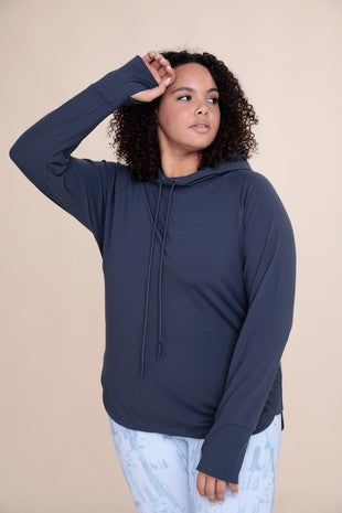 CURVY Active Hoodie Top with Thumbholes