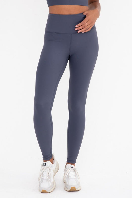 Micro-Ribbed High Wasted Leggings Grey-Blue
