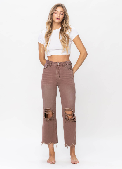 90's Vintage Super High Rise Crop Flare Jeans